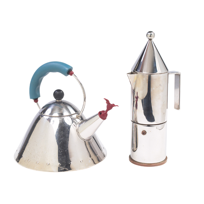 Appraisal: Michael Graves tea kettle by Alessi bird whistle with an