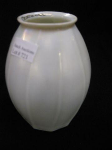 Appraisal: Quezal Art Glass Shade white calcite ribbed tall fitter signed