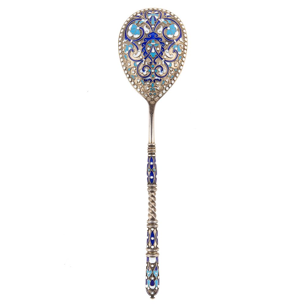 Appraisal: Norwegian Silver and Enameled Spoon Marius Hammer Bergen - silver