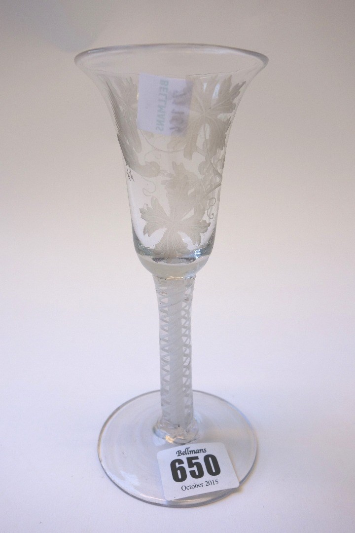 Appraisal: A Dutch opaque twist wine glass late th th century