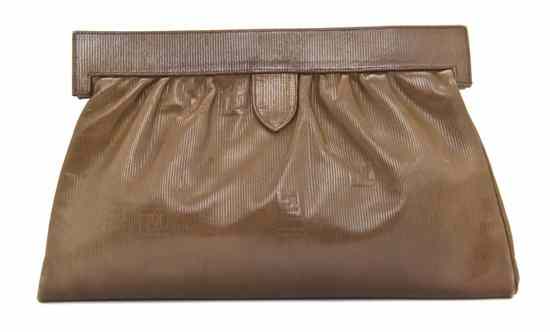 Appraisal: A Fendi Brown Leather Clutch with leather shoulder strap Stamped