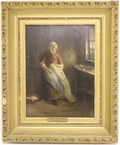 Appraisal: TH C DUTCH OIL PAINTING ON PANEL DEPICTINGA PEASANT WOMAN