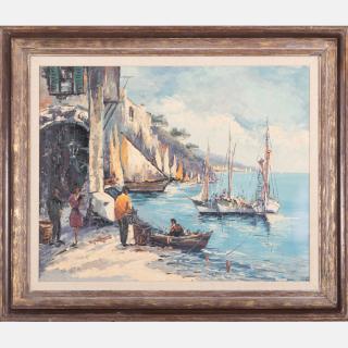 Appraisal: Marco th Century Coastal Scene Oil on canvas Marco th