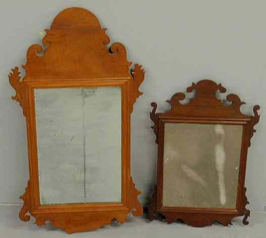 Appraisal: Chippendale carved mahogany mirror c and a larger example both