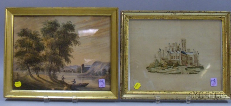 Appraisal: Giltwood Framed Watercolor on Paper Depicting Fishing in a Landscape