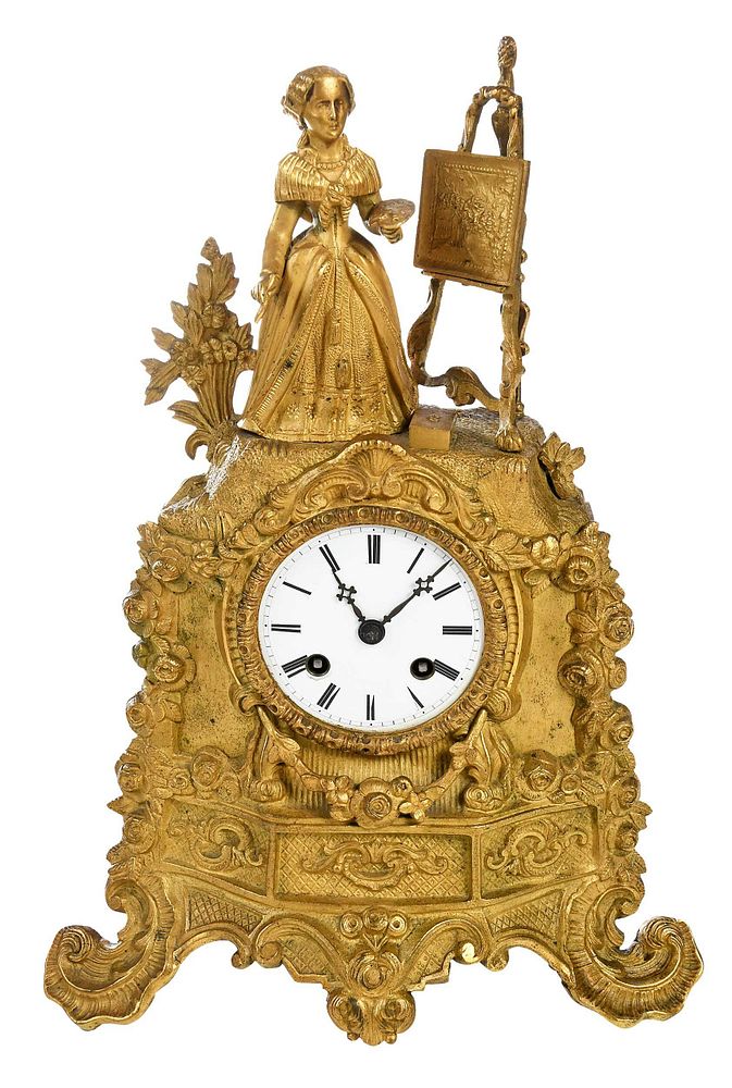 Appraisal: Louis Phillipe Gilt Bronze Figural Mantel Clock French th early