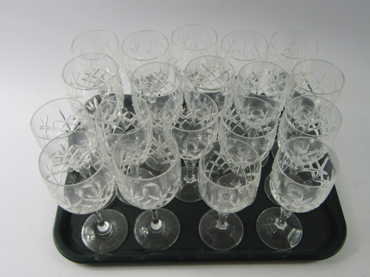 Appraisal: A mixed suite of crystal glass hock glasses each with