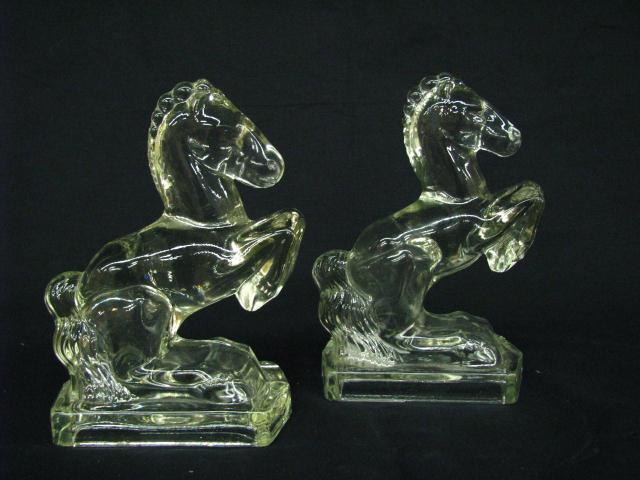 Appraisal: Pair of Heisey glass horse candy containers '' high good