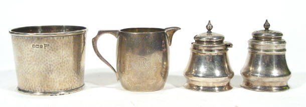 Appraisal: Silver Walker Hall hammered sugar bowl a Victorian silver cream