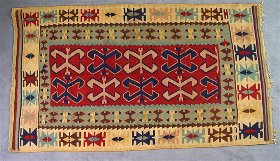 Appraisal: Semi-Antique Oriental Kilim Rug Tan red green and blue Some