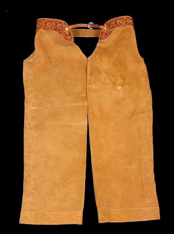 Appraisal: Montana Tooled Leather Shotgun Chaps This is a pair of