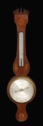 Appraisal: GEORGE III MAHOGANY WHEEL BAROMETER Of typical banjo-form by P