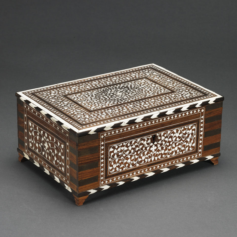 Appraisal: Indian Ivory Inlaid Wood Jewellery Chest early th century x