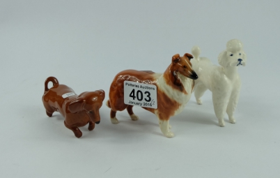 Appraisal: Beswick dogs White Poodle Dachshund and Collie