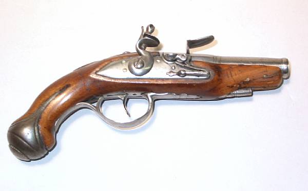 Appraisal: A Continental flintlock pistolprobably French late th century Unmarked inch