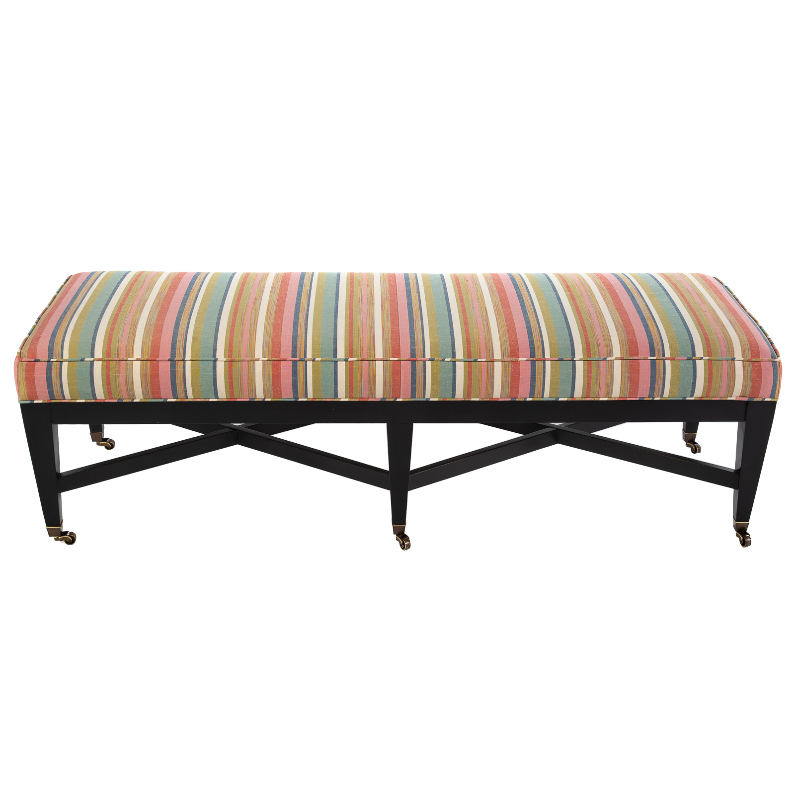 Appraisal: SWIAM CONTEMPORARY UPHOLSTERED BENCH th century with custom upholstery having