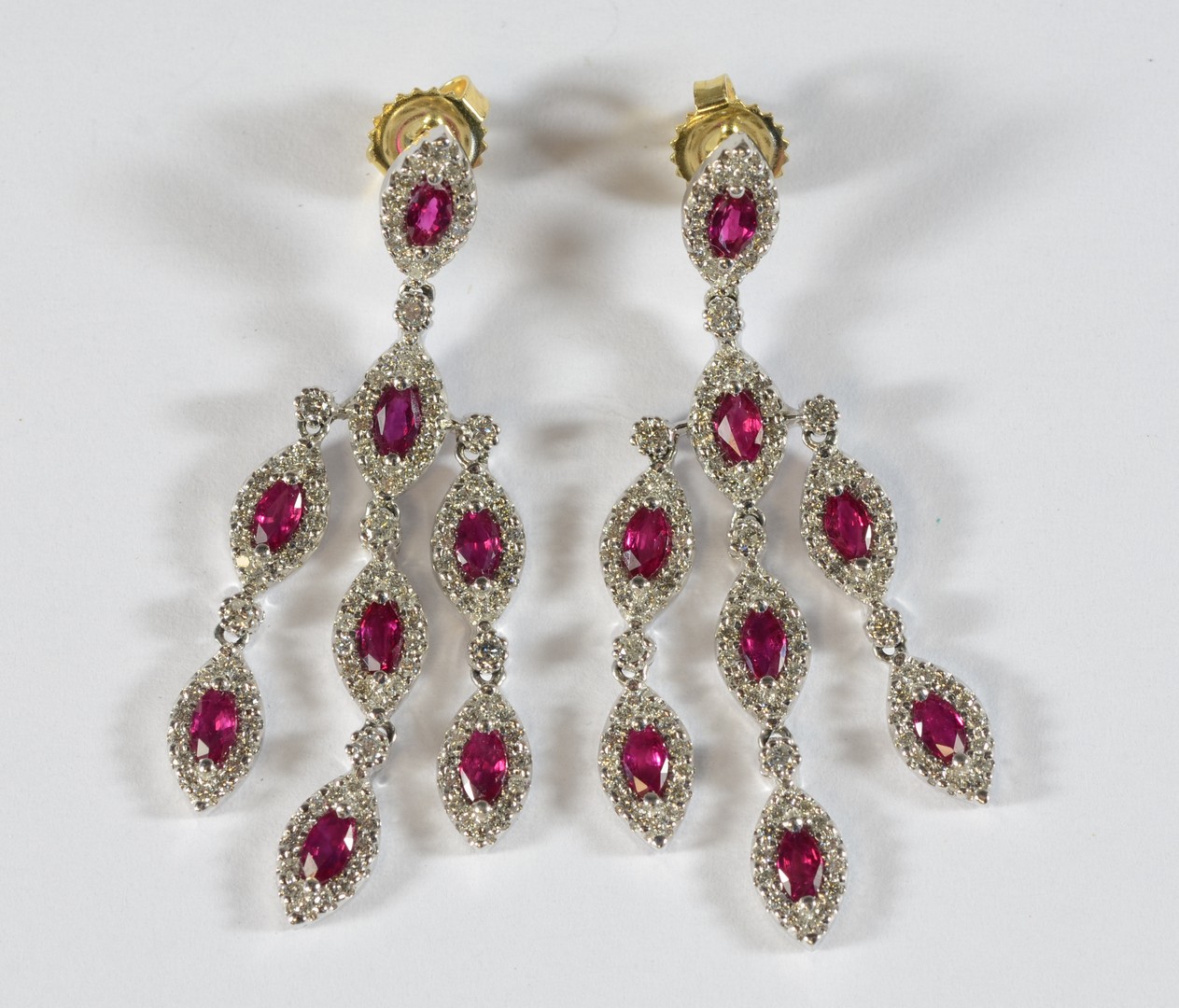 Appraisal: Effy K WG diamond and ruby drop earrings long dwt