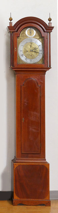 Appraisal: EDWARD RENOUF GEORGIAN TALL CASE CLOCK Mahogany case with satin