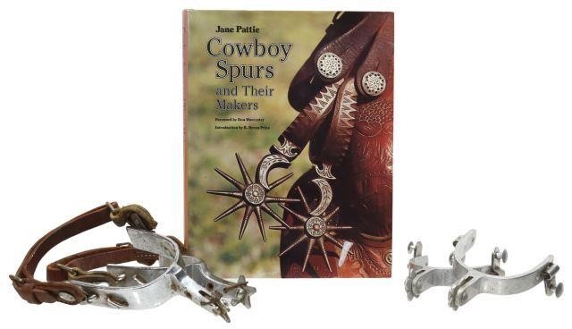 Appraisal: lot Western spurs and book on the history of cowboy