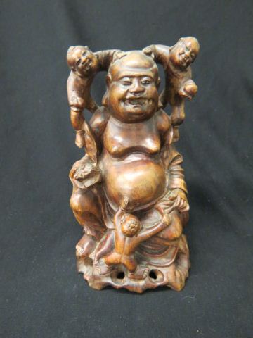 Appraisal: Chinese Carved Wooden Figurine of a Buddha excellent