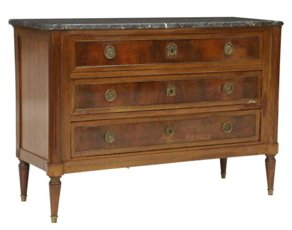 Appraisal: French Louis XVI style mahogany commode late th c shaped