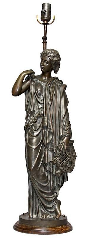 Appraisal: thc French School Bronze The Muse Erato fitted as a