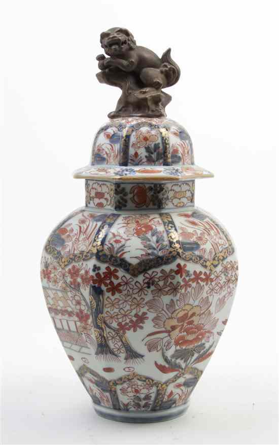 Appraisal: An Imari Style Porcelain Ginger Jar having a gilt fu