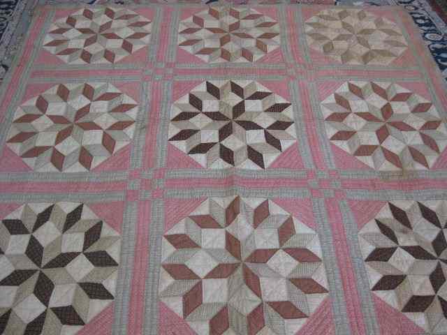 Appraisal: Handmade Quilt th Century poinsettia block variation '' x ''