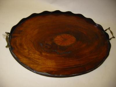 Appraisal: A MAHOGANY TEA TRAY early to mid th century of