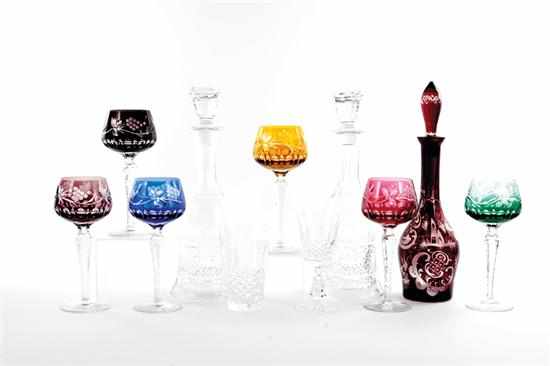 Appraisal: Cut-crystal barware and decanters cut-to-clear goblets H '' colorless tumblers