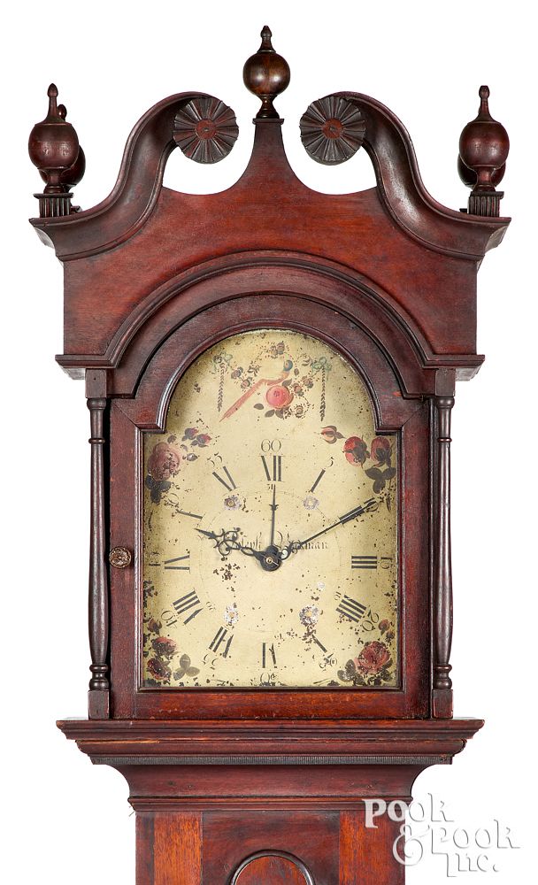 Appraisal: Pennsylvania Chippendale walnut tall case clock Lancaster Pennsylvania Chippendale walnut