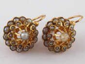 Appraisal: A pair of French hallmarked carat gold seed pearl earrings