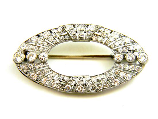 Appraisal: Art Deco diamond and platinum brooch with original box Heming