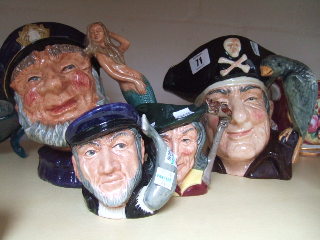 Appraisal: Four Royal Doulton character jugs Long John Silver Old Salt