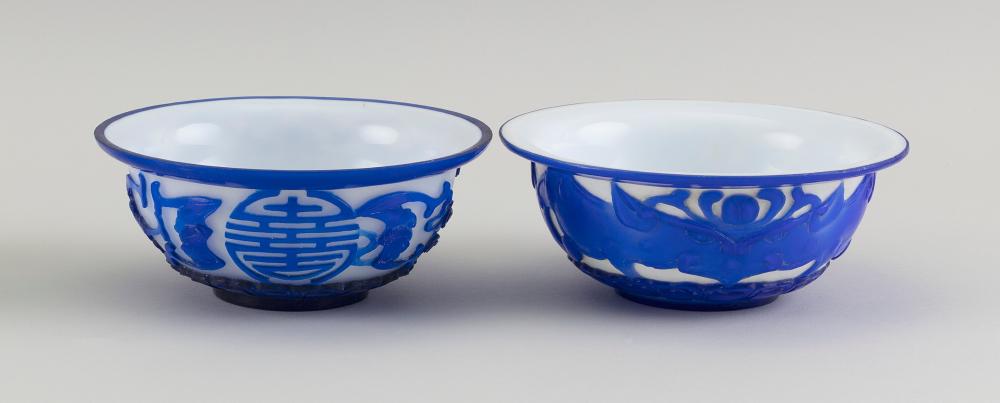 Appraisal: TWO SIMILAR CHINESE PEKING GLASS BOWLS LATE TH CENTURY DIAMETERS