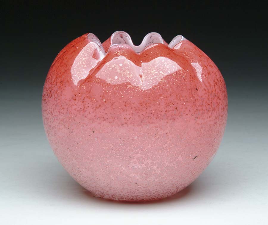 Appraisal: VICTORIAN ART GLASS ROSEBOWL Victorian rose bowl features pink exterior