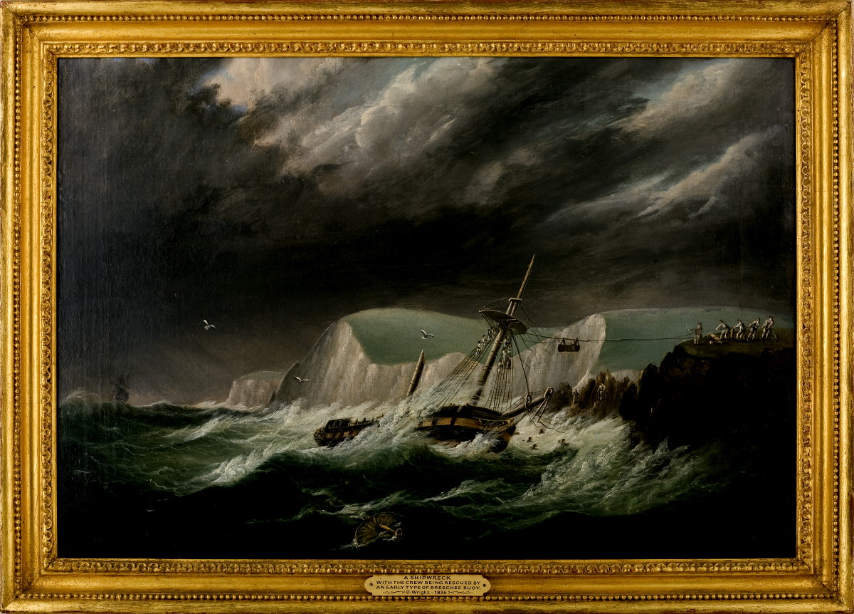 Appraisal: SHIPWRECK AND RESCUE OFF A COAST PROBABLY DOVER Depicting the