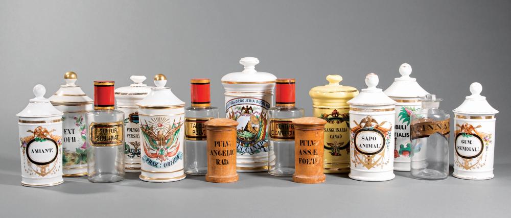 Appraisal: Large Associated Collection of Apothecary Jars comprised of Paris porcelain