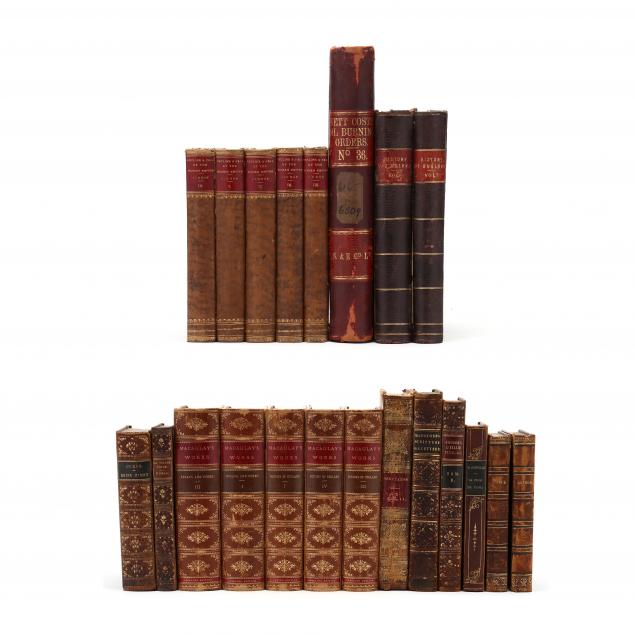 Appraisal: TWENTY-ONE ATTRACTIVE ANTIQUE LEATHERBOUND BOOKS English and French being individual