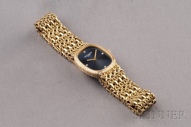 Appraisal: Lady's kt Gold and Diamond Wristwatch Patek Philippe the blue