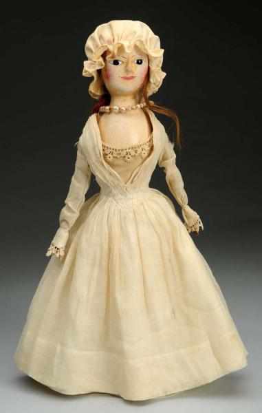 Appraisal: Early Queen Anne Wood Lady Doll English Ca th Century