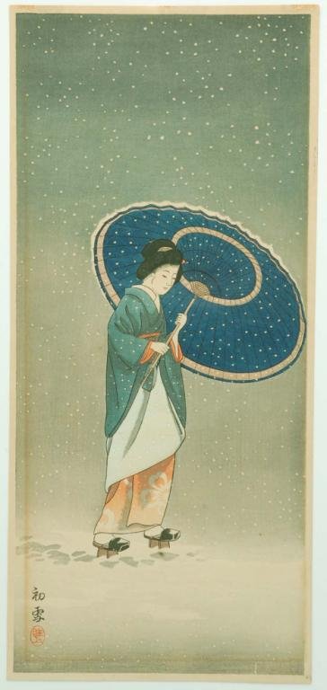 Appraisal: Taisho s Hatsuyuki New Snow Lovely image of a geisha