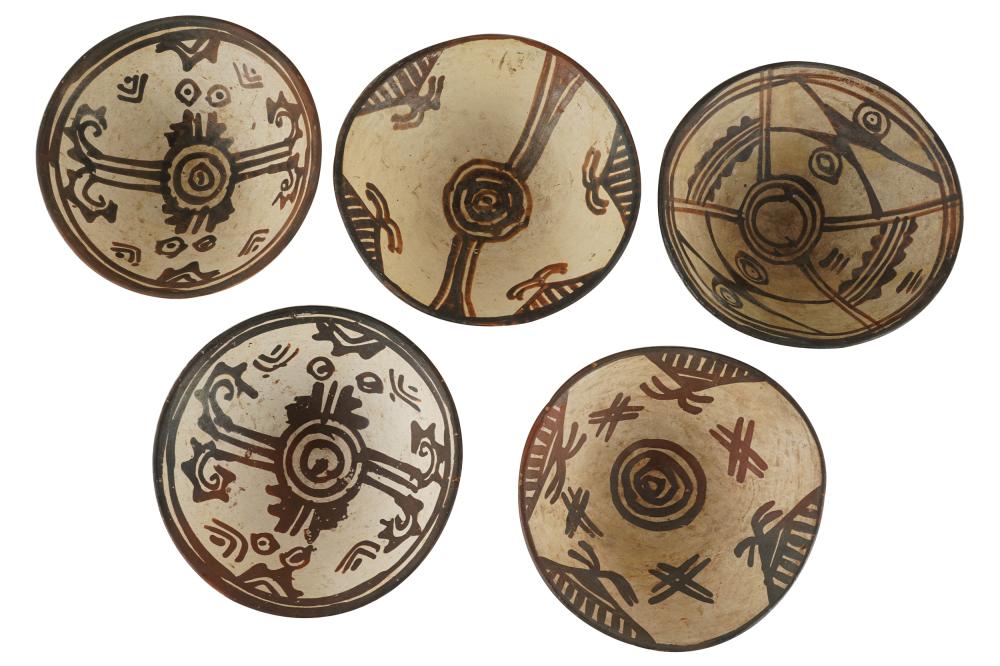 Appraisal: COLLECTION OF MESOAMERICAN POTTERY BOWLScomprising five in various designs and