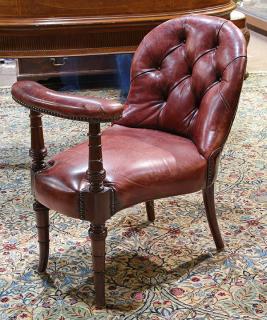 Appraisal: Georgian 'Voyeuse' chair the tufted back accented with brass nail