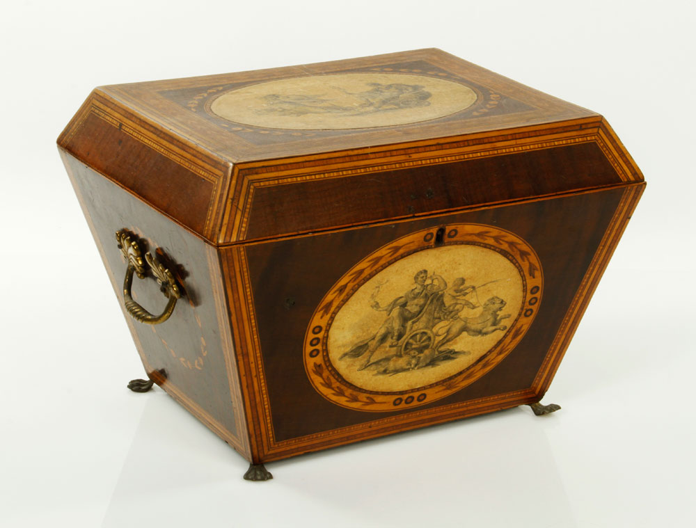 Appraisal: - English Inlaid Mahogany Box English box inlaid mahogany with