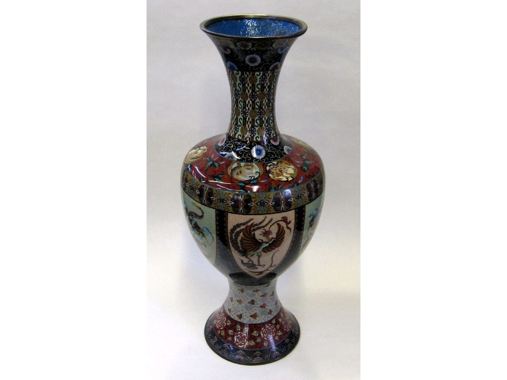 Appraisal: Large cloisonne vase decorated to the main body with six