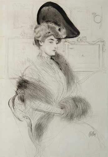 Appraisal: PAUL C SAR HELLEU Femme assise devant les tableaux Drypoint