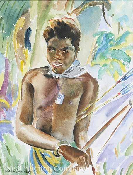 Appraisal: Paul Starrett Sample American New Orleans - Native Boy watercolor