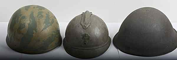 Appraisal: European Military Helmets Lot of Three Lot includes French Model