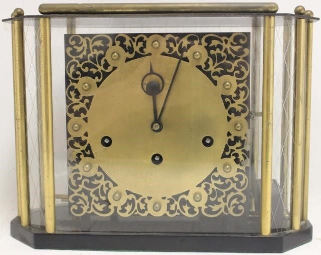 Appraisal: MID- TH C MODERN GERMAN MANTEL CLOCK WITHWESTMINSTER CHIMES ETCHED